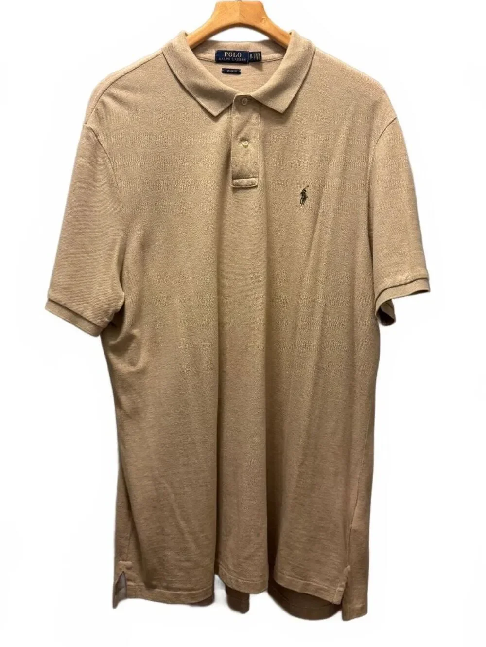 Polo Ralph Lauren Men's Polo Shirt Classic Fit Beige Cotton Short Sleeve Size XL
